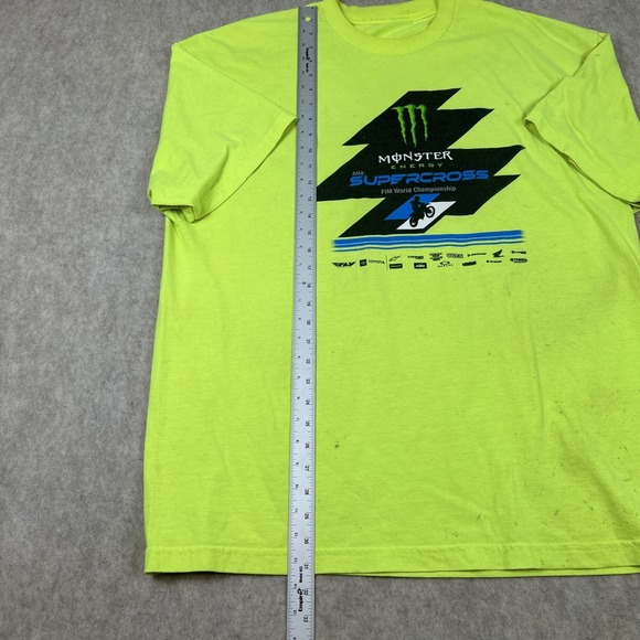 Monster Energy AMA Supercross T-Shirt Mens XL  Lime Motocross Racing - Picture 2 of 10